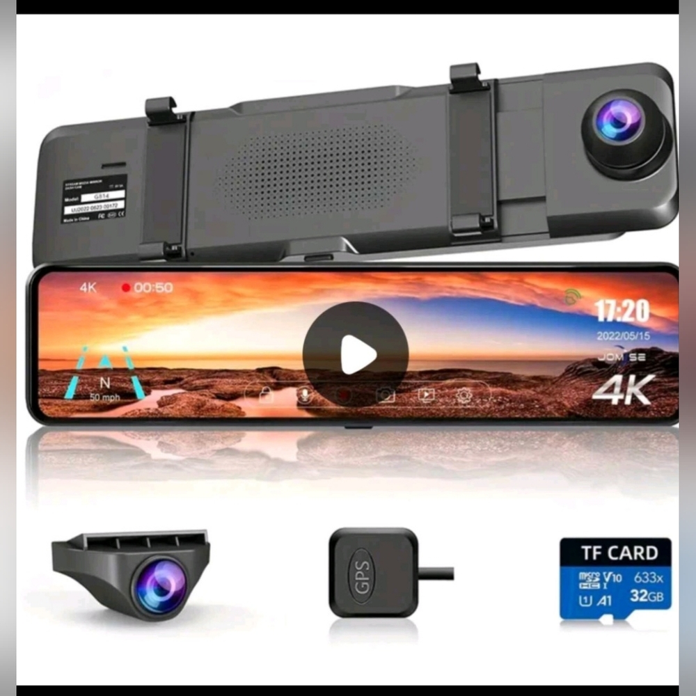 Brand New Jomise 4K Dash Cam Mirror with GPS - Black